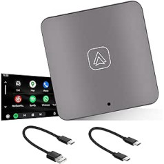 Bezvadu Android automašīnas adapteris, rūpnīcas vadu Android Car 2023 jauninājumam, bezvadu Android Car Stick, jaunākais un ātrākais 5 GHz, Plug and Play, 2 USB-C kabelis, sudraba krāsa