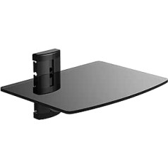 1 Tier Tempered Glass Wall Mount Bracket for DVD Player, Sky/Virgin Box, Game Consoles, TV Accessories and Speakers