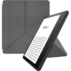 MyGadget Origami Case for Amazon Kindle Oasis 10th Generation 2019 & 9th Generation (2017) - Faux Leather - Auto Sleep/Wake Function - Grey Flip Case