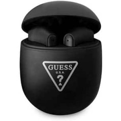 GUESS Bluetooth austiņas GUTWST82TRK TWS + dokstacijas melns trīsstūra logotips