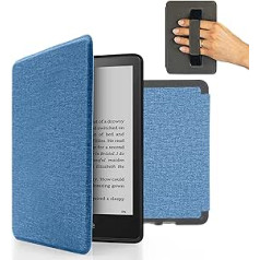 MyGadget futrālis Amazon Kindle Paperwhite 11. paaudzei (no 2021. gada — 6,8 collas) ar rokas siksnu un automātiskās miega/pamošanās funkciju — pārvelkams futrālis gaiši zilā krāsā