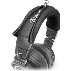 WC BandZ V2 galvas stīpas futrālis Audio Technica ATH M sērijas austiņām - mazgājams mašīnā, vairs neplīst āda - saderīgs ar M50X / M50XBT / M50 / M40X un vairāk | (Melns)