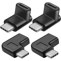 Greluma iepakojums, kurā ir 4 90 grādu C tipa USB-C adapteris no vīrieša uz mātīti, ar leņķi uz augšu un uz leju, pa labi un pa kreisi USB-C USB 3.1 Type-C paplašinājums planšetdatora mobilā tālruņa klēpjdatoram