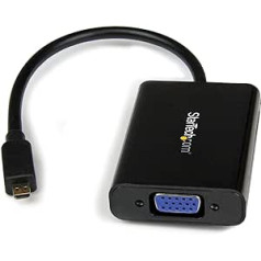 StarTech MCHD2VGAA2 Micro HDMI vīrišķais–VGA sieviešu adapteris/pārveidotājs ar audio viedtālrunim/ultragrāmatai/planšetdatoram