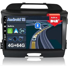 JOYX Android 12 IPS automašīnas radio — [iebūvēts DAB] — der Kia Sportage (2010-2015) — Bezvadu Carplay/Android Car — 4G + 64G — LED kamera + mikrofons — 9 collu 2 DIN — SWC DSP WiFi Fast Boot 360 kamera BT