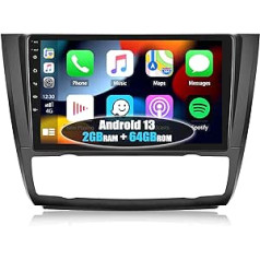 [2+64G] auometo Android 13 auto radio priekš BMW 1. sērijas E81 E82 E87 E88 2008-2012 ar bezvadu CarPlay Android Car Mirrorlink, 9 collu ekrāns ar WiFi navigāciju Bluetooth RDS WiFi