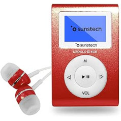 Sunstech DEDALOIII 8GB MP3 atskaņotājs ar FM radio uztvērēju, iekļautas austiņas, sarkans