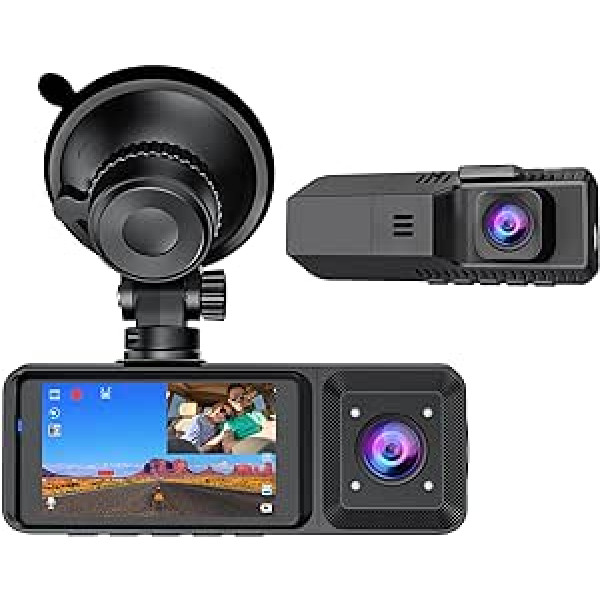 Dubultā paneļu kamera priekšpusē un iekšpusē 1080P Dual Dash Cam automašīnām Priekšējās iekšpuses paneļu kameras automašīnām ar infrasarkano nakts redzamību, parkošanās monitors kravas automašīnu un taksometru vadītājiem