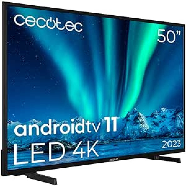 Cecotec TV LED 50 collu viedtelevizors zur Serie Alu00050. 4K UHD, Android 11, MEMC, integrēta Chromecast ierīce, Dolby Vision un Dolby Atmos, HDR10, 2023. gada modelis