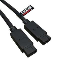 rhinocables Firewire Premium kvalitātes IEEE 1394 DV 800 kabelis operētājsistēmai Mac, personālajam datoram, video un videokamerai, pilnībā veidots gala spraudnis — melns (3 m 9 pin līdz 9 pin)