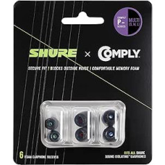 Shure EACYPF-6KIT Comply P-Serie schwarzer Schaumstoff, komplekts, 6 komplekti