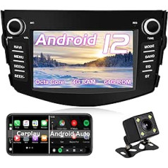 Android Car Radio Stereo for Toyota RAV4 (2006~2012) Android 12 Head Unit Octa Core 4G RAM + 64G ROM with Bluetooth/Carplay/GPS Navigation/4G WiFi/Radio/DAB/OBD/TPMS