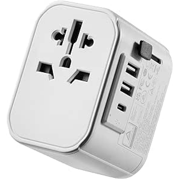 Ewent ceļojumu adapteris visā pasaulē, universālais ceļojumu adapteris, universālais ligzdas adapteris ar 2 USB un 1 tipa C pieslēgvietu, starptautiskā ceļojumu spraudnis Vācijai, Anglijai, ASV, Austrālijai un vairāk nekā 224 valstīm