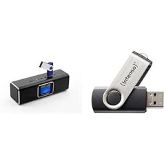 Musicman MA Soundstation stereo skaļrunis ar iebūvētu akumulatoru un LCD displeju Black & Intenso Basic Line 32 GB USB stick USB 2.0 sudraba/melna 3503480