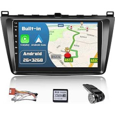 Hikity Wireless CarPlay Android automašīnas radio priekš Mazda 6 Rui Wing 2007 2008 2009 2010 2011 2012 Radio ar Dash Cam 9 collu skārienekrāna automašīnas radio ar navigācijas ekrānu WiFi RDS radio SWC