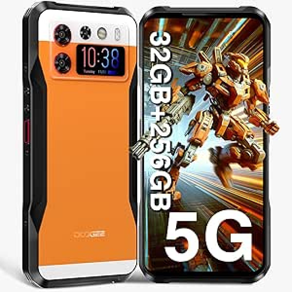 DOOGEE V20S 5G āra mobilais tālrunis bez līguma, 32 GB + 256 GB, 6,43 collu FHD + 1,58 collu AMOLED aizmugurējais displejs, Android 13 āra viedtālrunis, 50 MP trīskāršā kamera/24 MP nakts redzamība, 6000 mAh 33 W, 5G