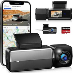 Bestsee 4K Dash Cam priekšējā un aizmugurējā bezvadu režīmā ar WiFi, Dual Dash Cam ar GPS, Auto kameras Dash Cam ar 24h stāvvietas režīmu, 1,47 collu IPS displejs, Mini dizains, WDR, G-sensors, cilpas ierakstīšana, lietotņu vadība