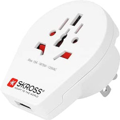 SKROSS World to USA USB lādētājs: Reiseadapter für Reisen in Länder, die den amerikanischen Standard verwenden; iekļauts integrēts USB ports (2100 mA)