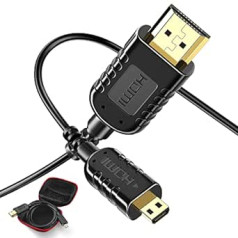 Slim Micro HDMI Cable, Ultra Thin and Flexible Micro HDMI to HDMI Cable 0.6 m for GoPro Hero 7, Canon Camera, Gimbal, Stabilizer, Thinnest Slim Micro HDMI Cable, Supports 4K @ 60Hz, UHD, 3D, Ethernet,