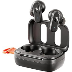 Skullcandy Dime 3 ieliekamas bezvadu austiņas, 20 stundu akumulatora darbības laiks, mikro, saderīgas ar iPhone, Android un Bluetooth ierīcēm — melnas