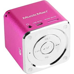 MusicMan TXX3531 Mini Soundstation (MP3 atskaņotājs, skaļrunis, līnijas ieejas funkcija, SD/microSD kartes slots) Rozā