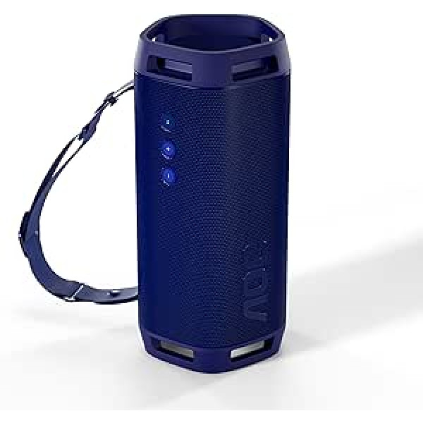 AOC O2 Bluetooth skaļrunis, plaša stereo skaņa, 65 W izejas jauda, integrēts mikrofons, USB audio, 24 stundu akumulatora darbības laiks, IP67 ūdensizturīgs, Bluetooth 5.3 un daudzpunktu, zils