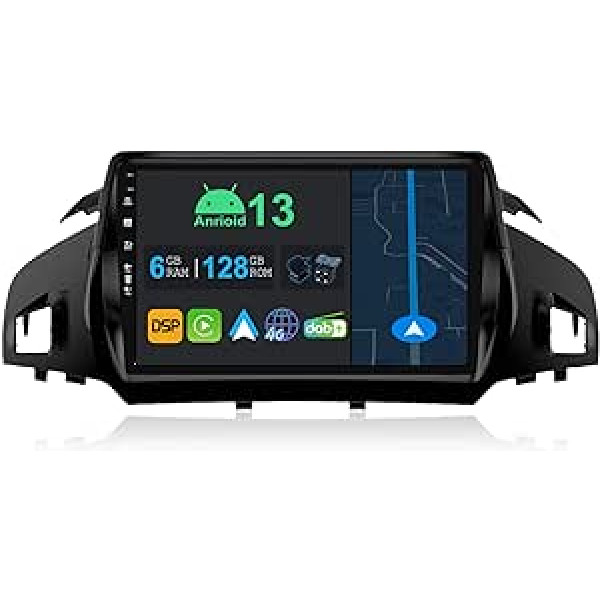 YUNTX 9 collu Android 13 automašīnas radio ar satelīta navigācijas sistēmu Ford Kuga Escape C-max 2013.–2017. gadam | Octa Core | 6GB 128GB | Iebūvēts 4G LTE | CarPlay un Android automašīna | DSP | DAB | HDMI | Dual Band WiFi | Bluetooth