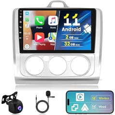 2G 32G Android 11 Car Radio bezvadu Carplay ar navigācijas sistēmu Ford Focus Exi MT 2 3 Mk2/Mk3 2004-2011 9 collu automašīnas radio stereo ar Bluetooth FM RDS WiFi Android automašīnas spoguļa saites EQ skats no aizmugures