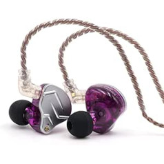 LINSOUL KZ ZSN Pro Dual Driver 1BA + 1DD hibrīda metāla austiņas HiFi in-ear monitors ar noņemamu 2 kontaktu kabeli, cinka sakausējuma paneli (bez mikrofona, violets)