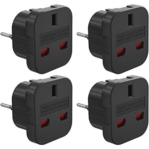 Jooheli Adapter UK uz DE, 4 Pack UK to DE Adapter Plug, UK to EU Adapter, UK to EU Adapter, Plug Adapter UK to EU, UK EU Adapter, Adapter England Germany Plug, for Home, Travel