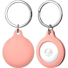 (2 iepakojumi) Auyuiiy aizsargmaciņš Airtag 2021, silikona izsekotāja turētājs ar pārnēsājamu aizsargmaciņu Airtag, viegli piestiprināms pie atslēgām, mugursomām un oderes somām (rozā krāsā)