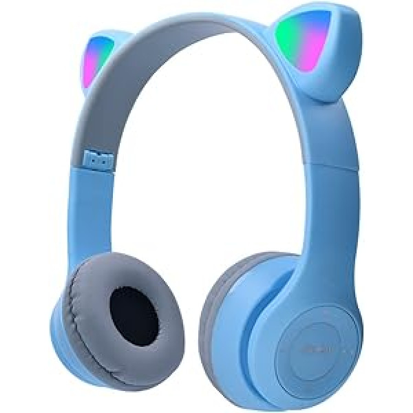 arVin bērnu austiņas, kaķu ausu austiņas ar LED apgaismojumu un mikrofonu, pievienojamas, TF karte, salokāmas bezvadu Bluetooth stereoaustiņas