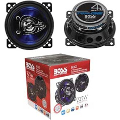 2 Speakers Compatible with Boss Audio Systems BE423 BE 423 3-Way Coaxial Cable 10.00 cm 100 mm 4 Inch Diameter 112 Watt RMS and 225 Watt Max 4 Ohm 90 dB with Blue LED and Rubber Suspension per Pair