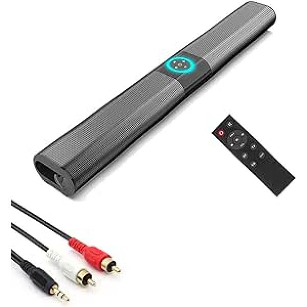 Soundbar, TV Soundbar, Bluetooth 5.0 telpiskās skaņas josla, skaļrunis televizoram/mājas kinozālei, ar RGB gaismu, dubults Bluetooth audio savienojums, atbalsta RCA/AUX/USB/TF karte, piestiprināts pie sienas