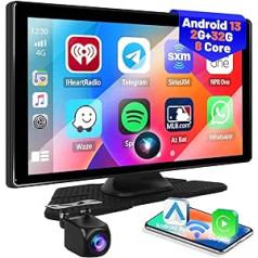 2G 32G Hikity 9 collu IPS skārienekrāna pārnēsājams Android automašīnas radio ar bezvadu Apple CarPlay un bezvadu Android Car, AHD atpakaļgaitas kameru, Siri, FM, BT, GPS, AUX