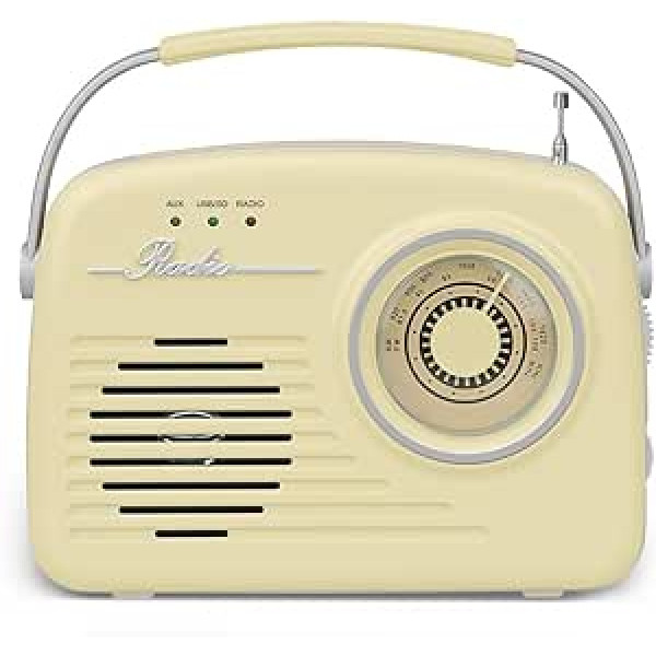 Setty Radio Retro 50. gadu pārnēsājams bezvadu FM radio uztveršana Retro vintage radio kā virtuves dekorācija ar USB SD karti, papildu funkcija bēšā krāsā