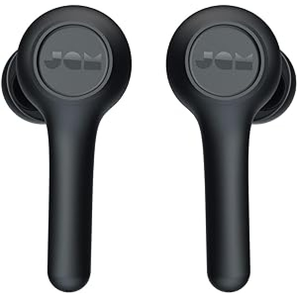 Jam TWS Exec Earbuds In-Ear Bluetooth austiņas, bezvadu, bezvadu audio, atkārtoti uzlādējams, iebūvēts mikrofons, 32 stundu atskaņošanas laiks ar pārnēsājamu uzlādes futrāli, IPX4 sviedru izturīgs — melns