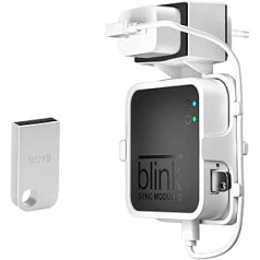 HOLACA 64 GB USB zibatmiņas disks un sienas stiprinājums Blink Sync 2. modulim, kronšteins jaunai Blink iekštelpu drošības kamerai ar viegli uzstādāmu īsu kabeli (balts)