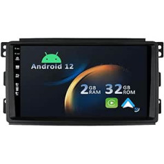 YUNTX Android 12 automašīnas radio ierīcei Benz Smart Fortwo 451 (2005-2010) — [Integrēts CarPlay/Android Car/GPS] -9 collu IPS 2.5D skārienekrāns, bezmaksas kamera DAB/Stūres vadība/MirrorLink/Bluetooth 5.0/WiFi