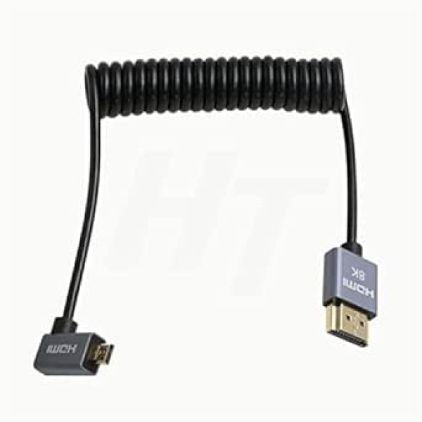 HangTon Micro HDMI 4K 8K 60Hz taisnleņķa HDMI tinuma kabelis priekš Sony A7III A7RIV Canon R5 R6 GH4 S5 Z50 kamera ATOMOS Ninja V Portkeys Monitor Type AD HDMI 2.1