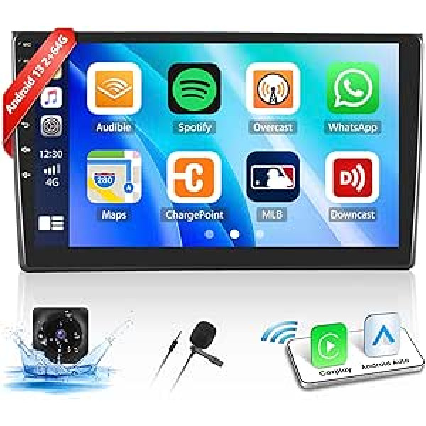 2+64G Android 13 automašīnas radio priekš Audi A4 B6 2000-2009 ar bezvadu CarPlay Android Car, 9 collu skārienekrāns ar navigāciju Bluetooth GPS FM RDS WiFi SWC HiFi/EQ + AHD atpakaļgaitas kamera