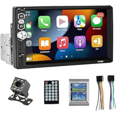 VIGORTHRIVE CarPlay 1 DIN Android automašīnas radio ar atpakaļgaitas kameru, 8 LED, skārienekrāns, HD 7 collu stereo, atbalsta Bluetooth, spoguļa saiti, FM, EQ, USB, AUX stūres tālvadības pulti