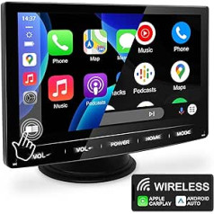 URVOLAX bezvadu Apple Carplay Android automašīna, 7 collu HD IPS pārnēsājams skārienekrāna Carplay displejs, automašīnas atskaņošanas monitors Atbalsta Bluetooth 5.0/AUX/FM/GPS Navi/Airplay/Mirror Link 12-24V