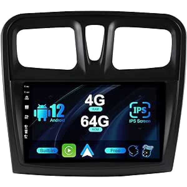 BXLIYER Android 12 IPS Autoradio Passt für Renault Logan 2/Sandero 2 /Symbol (2014-2019) - Eingebaut Carplay/Android Auto/DSP - LED kamera + MIC - 4G+64G - DAB 360-Camera SWC Fast-Boot -2 Din Zoll