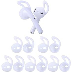 OneCut 5 pairs silikona austiņas, kas saderīgas ar AirPods 1 un 2, mīksti, neslīdoši sporta austiņu uzgaļi, pretnokrišanas ausu āķi, gēla austiņas, aizsargpiederumi, uzgaļi (balti)