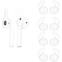 OneCut silikona ausu aizbāžņi, kas ir saderīgi ar AirPods 1 un 2 Silikona mīksti, neslīdoši sporta austiņu uzgaļi pret nokrišanu ausu āķa gēla austiņu aizsargpiederumu uzgaļi (caurspīdīgi)