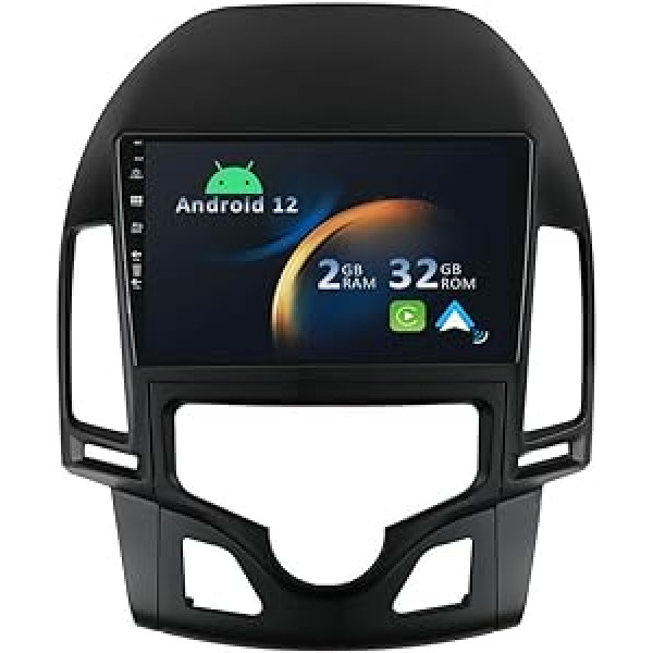 YUNTX Android 12 automašīnas radio priekš Hyundai-H I30 (2004-2007) -2 DIN [integrēts bezvadu CarPlay/Android Car/GPS] -9 collu IPS 2.5D skārienekrāns, bezmaksas kamera DAB/Stūres vadība/MirrorLink/Bluetooth