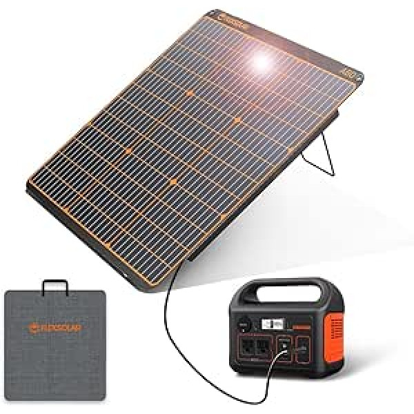 FlexSolar saules lādētājs, 60 W saules panelis, pārnēsājams ar USB-C 45 W QC 3.0 un līdzstrāvas izvadi, IP67 ūdensnecaurlaidīgs un putekļu necaurlaidīgs, ETFE monokristālisks saules panelis āra, kempinga, mobilajiem tālruņiem un klēpjda