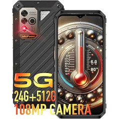 Ulefone Armor 18 Ultra 5G āra viedtālrunis 24G + 512GB ROM/SD-2048GB āra mobilais tālrunis bez līguma 9600mAh akumulators 66W displejs 6,58 collas 108MP + 32MP kamera Android 13 Dual SIM IP68