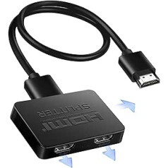 avedio susieja HDMI skirstytuvą 1 iš 3 išvesties su 1,2 m HDMI kabeliu, 4K HDMI skirstytuvu nuo 1 iki 3 (tik veidrodžiu), HDMI jungikliu 1 į 3 išvestis, HDMI 1 iš 3 išvesties, skirtą Xbox PS5 Fire Stick Roku Blu-Ray grotuvui DVD